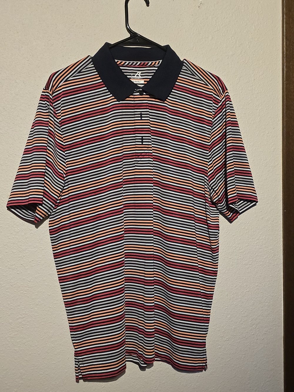 Cutter & Buck Striped Polo in Black, White, Red, Orange